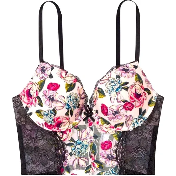 NWT Victoria’s Secret’s 38DD Very Sexy Floral Embroidery Push-Up Padded Bustier
